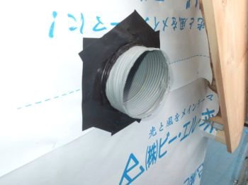 防水工事 外壁の透湿防水シート の検査 建築中の住宅検査